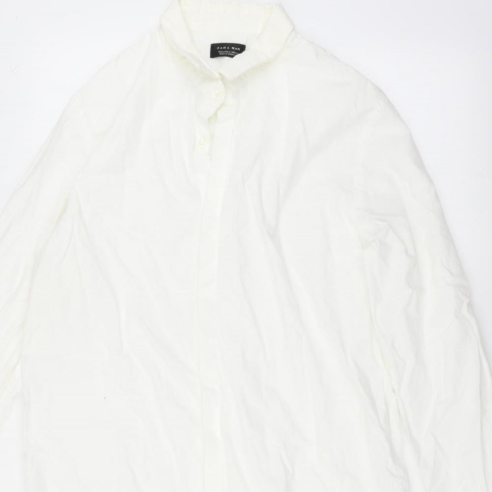 Zara Mens White    Dress Shirt Size L