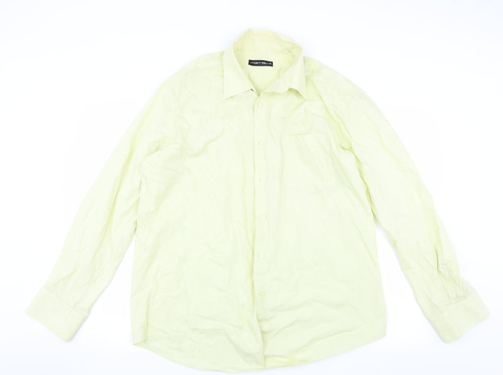 vincent pelle Mens Yellow Button-Up