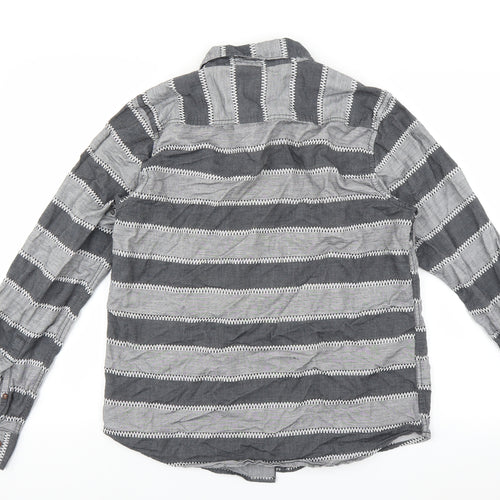 chennis Mens Grey Striped   Button-Up Size S