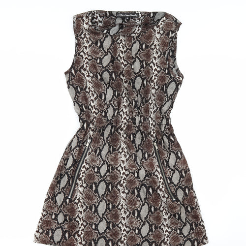 MELA LOVE LONDON Womens Brown Animal Print  A-Line  Size 10