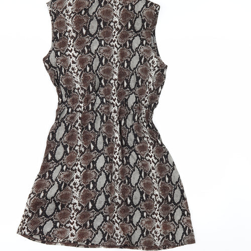 MELA LOVE LONDON Womens Brown Animal Print  A-Line  Size 10