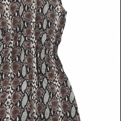 MELA LOVE LONDON Womens Brown Animal Print  A-Line  Size 10
