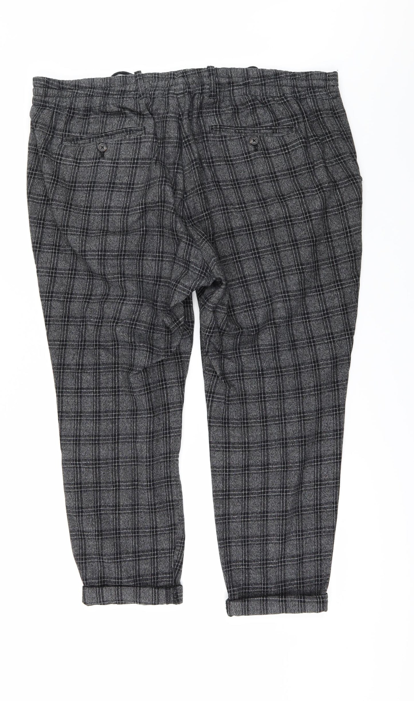 Denim & Co. Womens Grey Check  Cropped Trousers Size 2XL L25 in