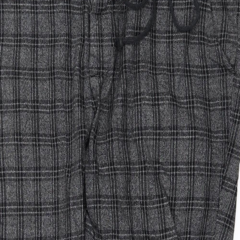 Denim & Co. Womens Grey Check  Cropped Trousers Size 2XL L25 in