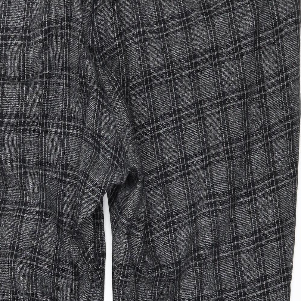 Denim & Co. Womens Grey Check  Cropped Trousers Size 2XL L25 in