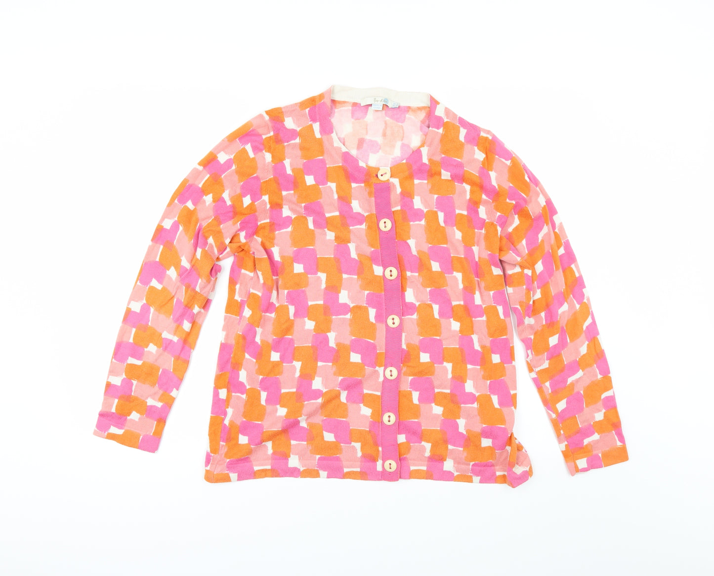 Boden Womens Pink Geometric  Cardigan Jumper Size 16