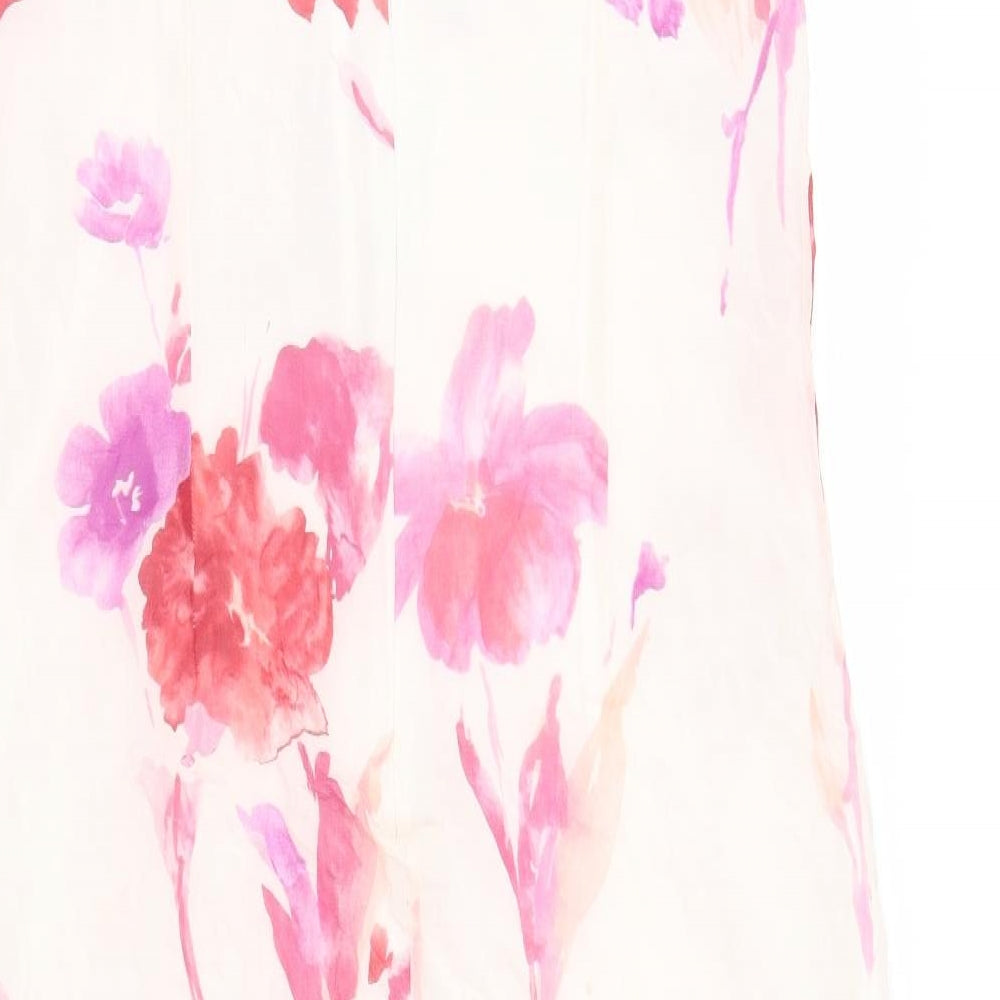 August Silk Womens Pink Floral  A-Line  Size 16