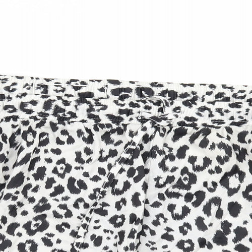 H&M Womens White Animal Print  Paperbag Shorts Size M