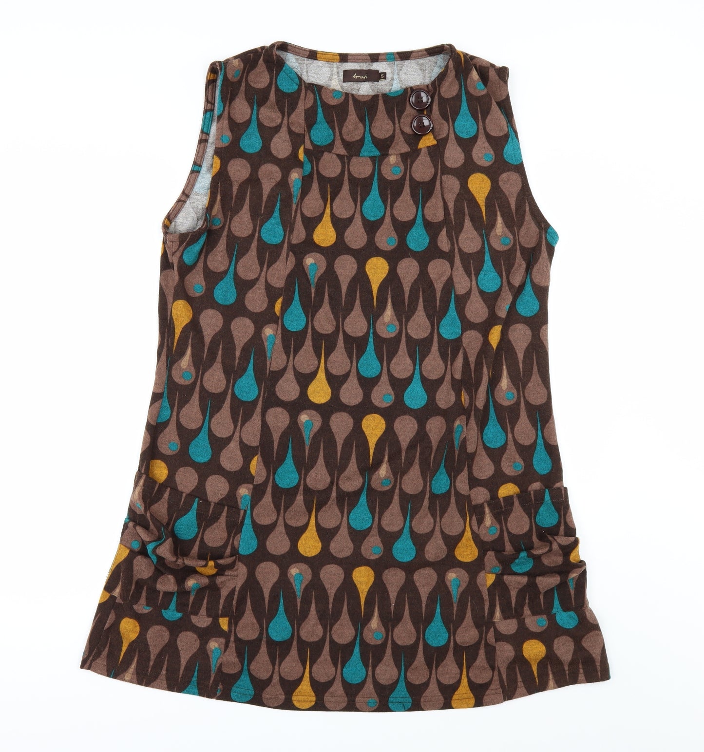 Amari Womens Brown Geometric  A-Line  Size M