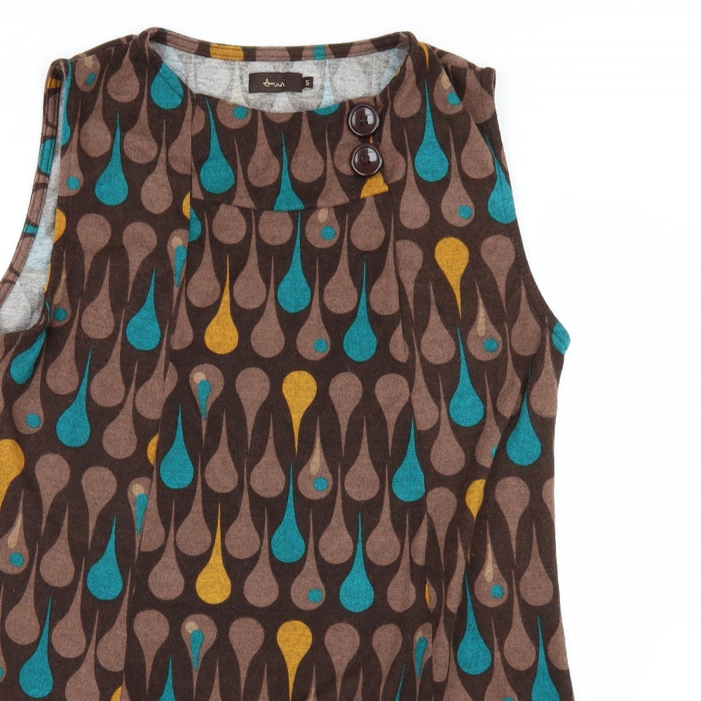 Amari Womens Brown Geometric  A-Line  Size M