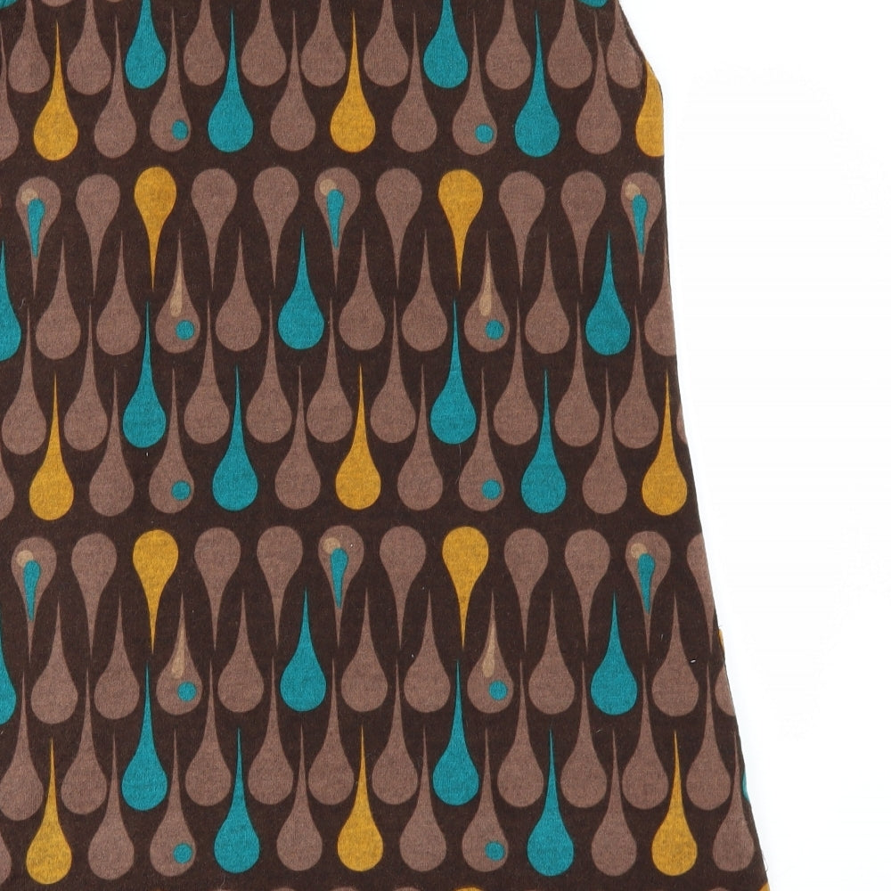 Amari Womens Brown Geometric  A-Line  Size M