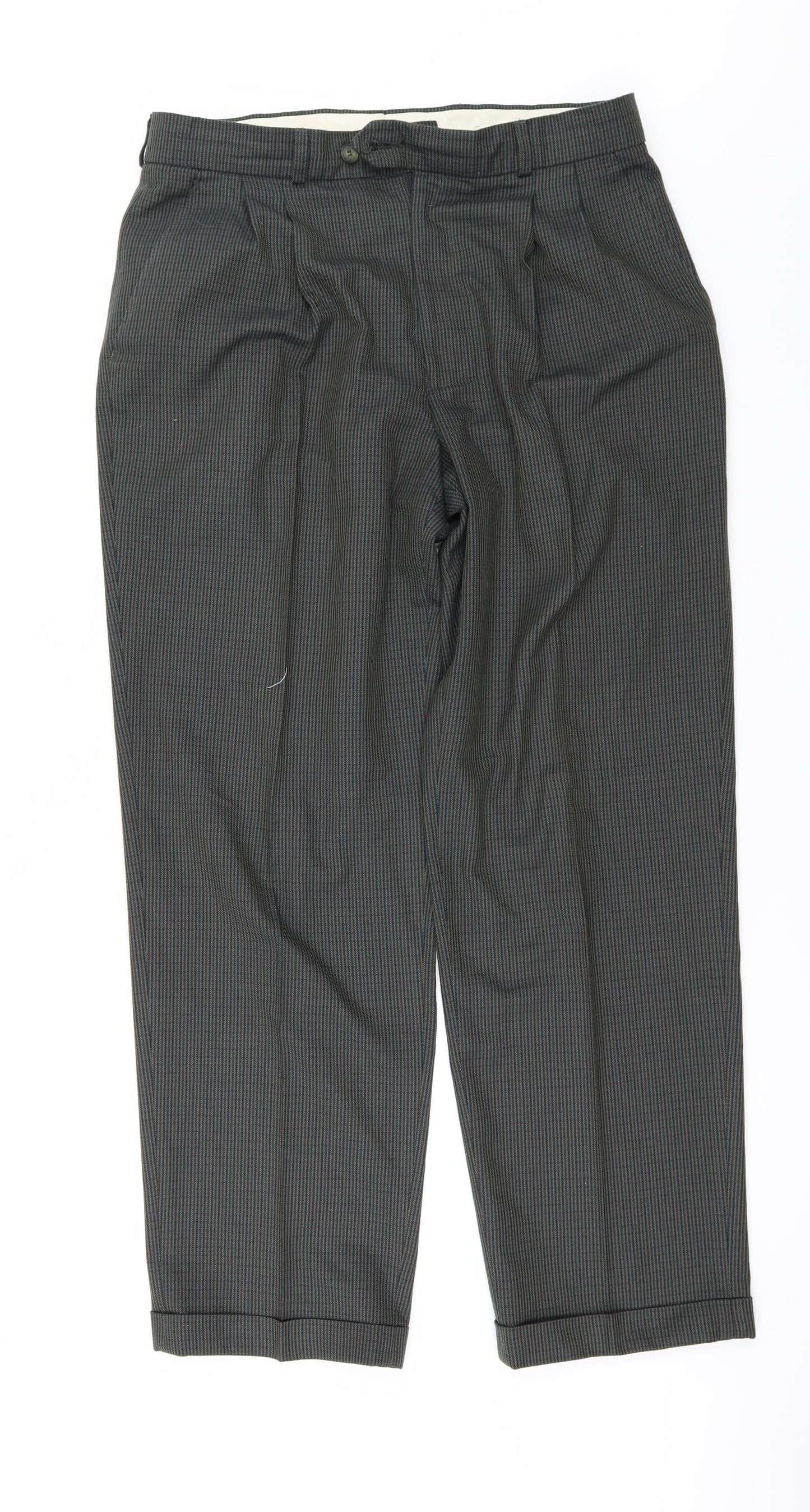 George Mens Green Striped  Trousers  Size 32 L29 in
