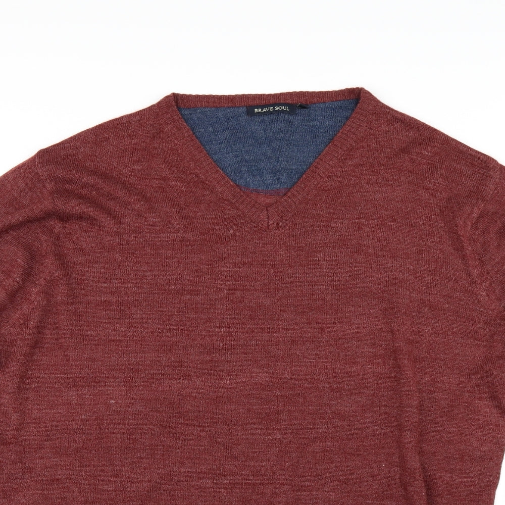 Brave Soul Mens Red   Pullover Jumper Size XL