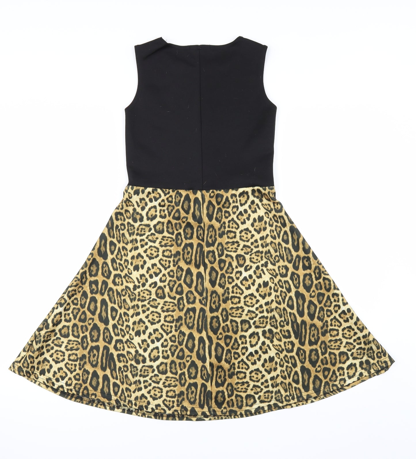 Sugar Babe Girls Black Animal Print  Skater Dress  Size 9-10 Years