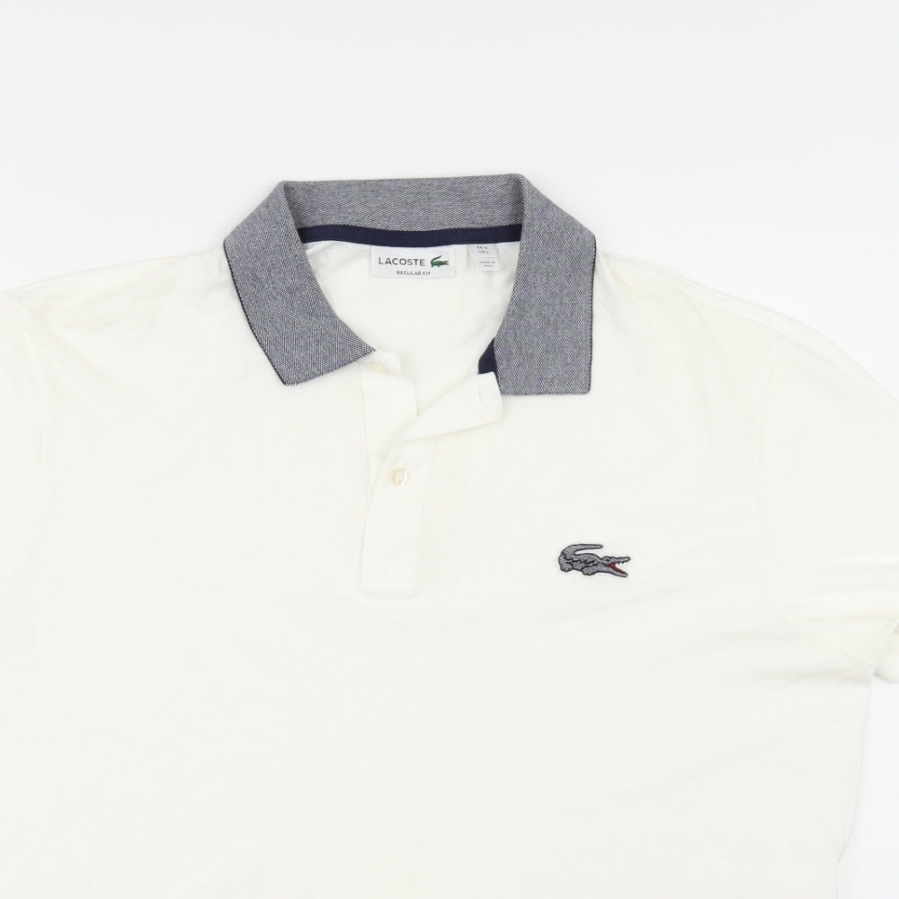 Lacoste Mens Ivory    Polo Size L