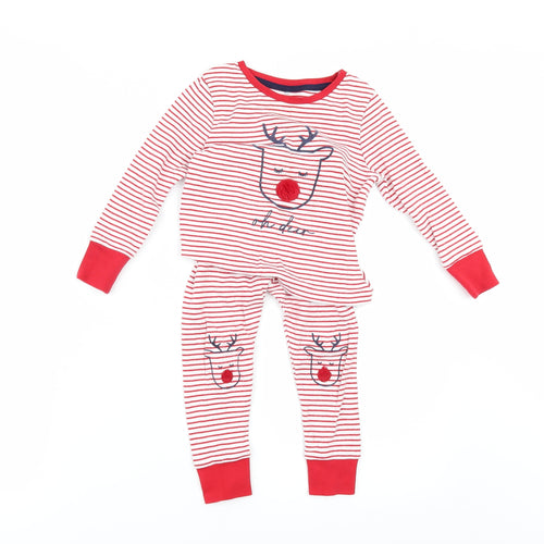 George Girls Red Striped  Top Pyjama Set Size 3 Years  - CHRITMAS