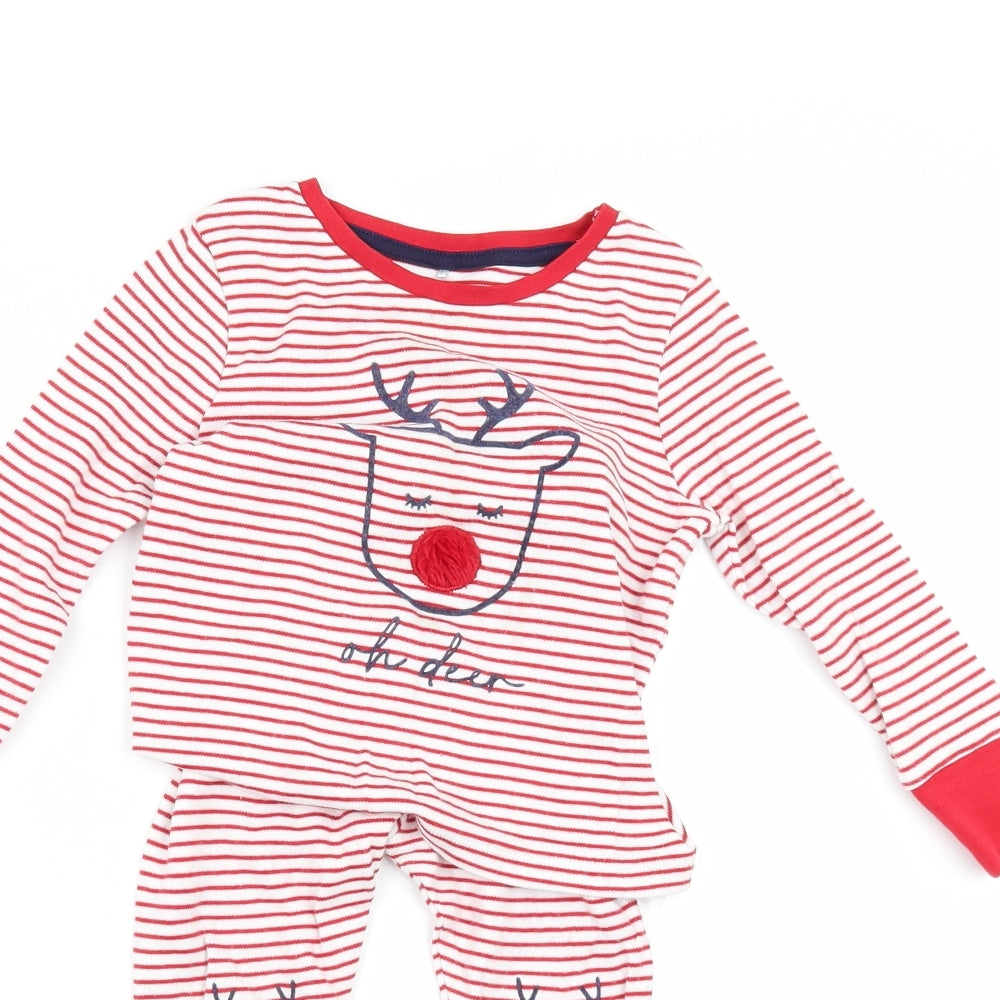 George Girls Red Striped  Top Pyjama Set Size 3 Years  - CHRITMAS