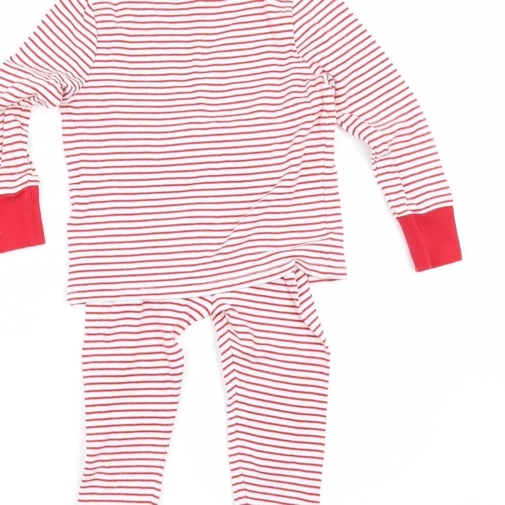 George Girls Red Striped  Top Pyjama Set Size 3 Years  - CHRITMAS