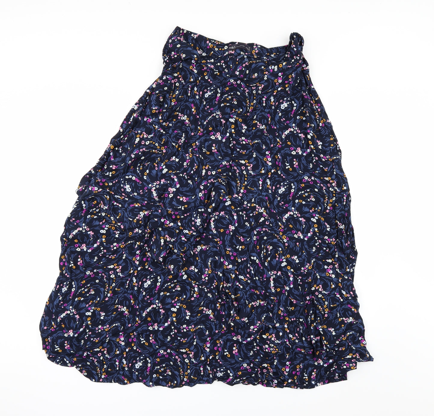 Marks and Spencer Womens Blue Geometric  A-Line Skirt Size 12