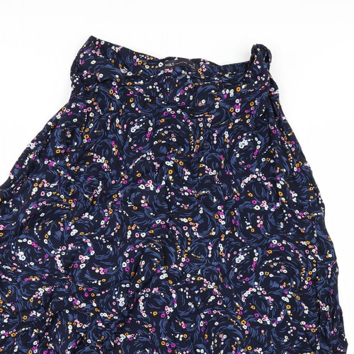 Marks and Spencer Womens Blue Geometric  A-Line Skirt Size 12