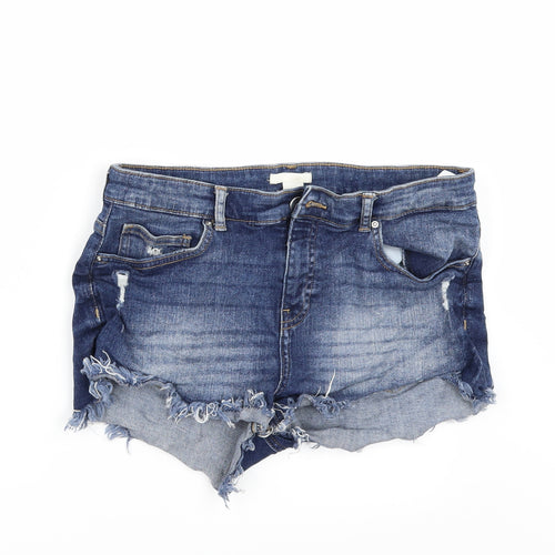 H&M Womens Blue  Denim Cut-Off Shorts Size 12 - distressed