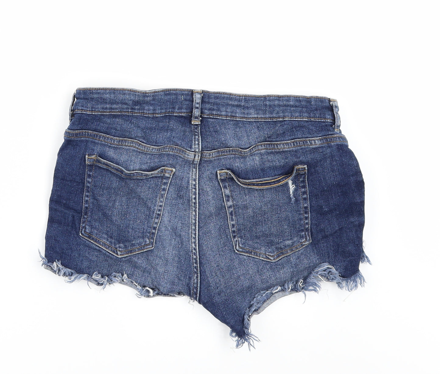 H&M Womens Blue  Denim Cut-Off Shorts Size 12 - distressed