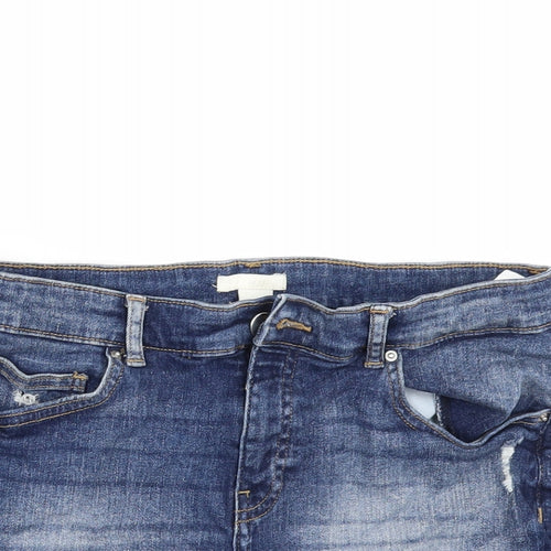 H&M Womens Blue  Denim Cut-Off Shorts Size 12 - distressed