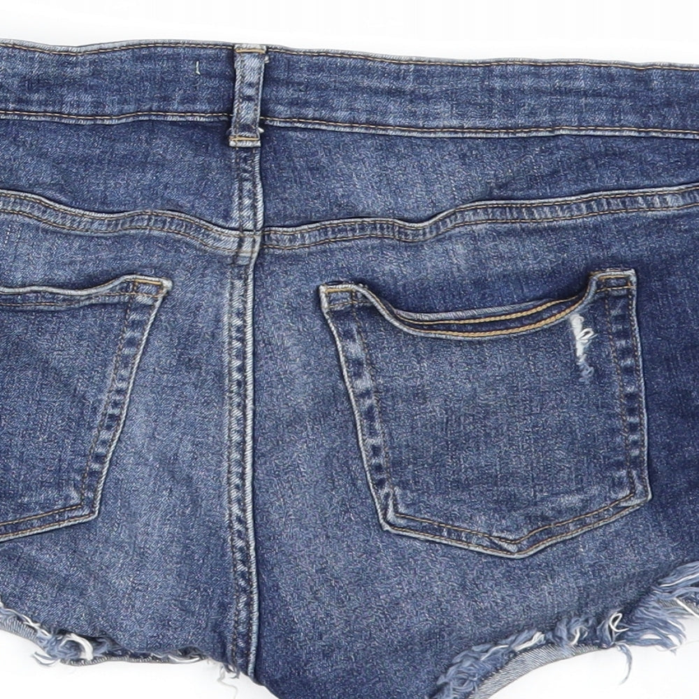 H&M Womens Blue  Denim Cut-Off Shorts Size 12 - distressed