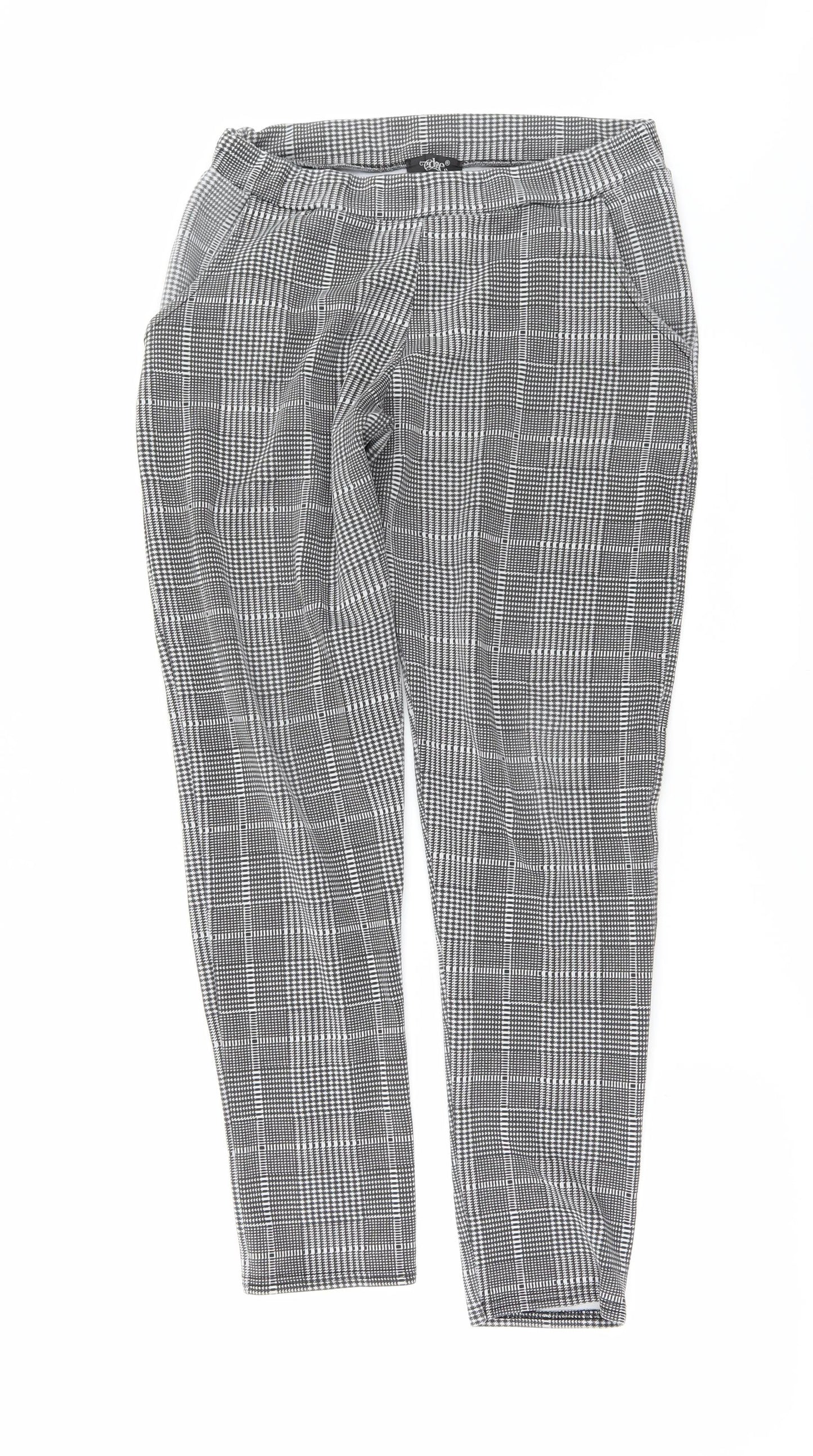 EDGE Womens Grey Check  Trousers  Size 10 L29 in