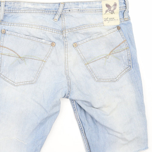 River Island Womens Blue  Damask Cut-Off Shorts Size 10 - Customised Cropped