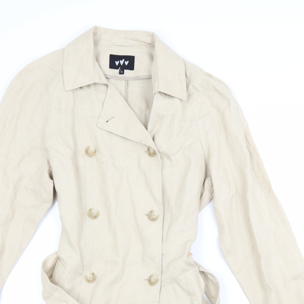 NEXT Womens Beige   Overcoat Coat Size 14