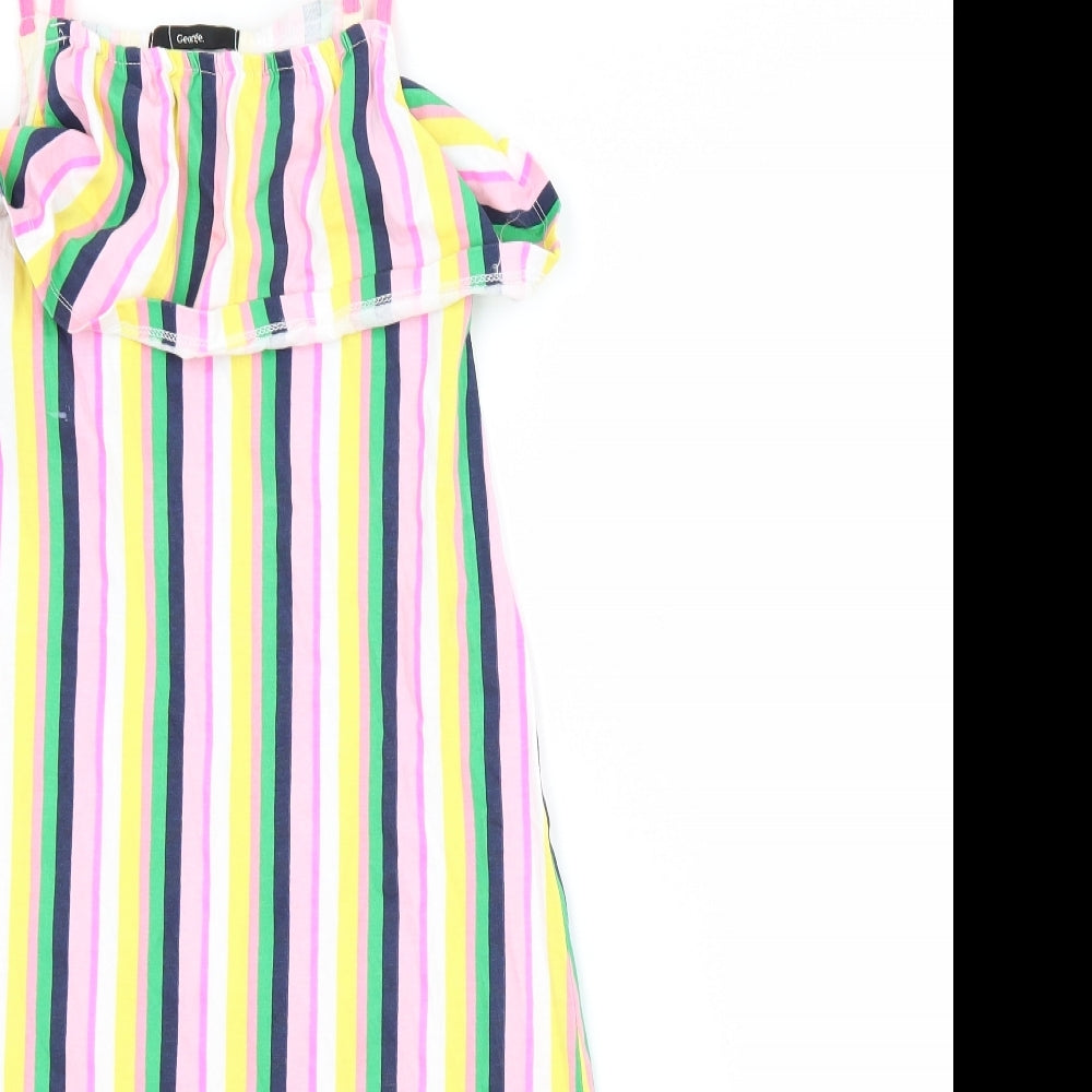 George Girls Multicoloured Striped  A-Line  Size 7-8 Years