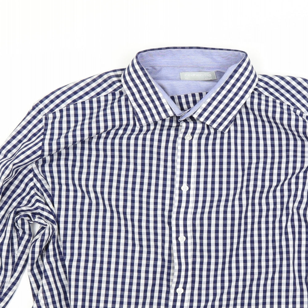 Red Herring Mens Blue Check   Dress Shirt Size 17