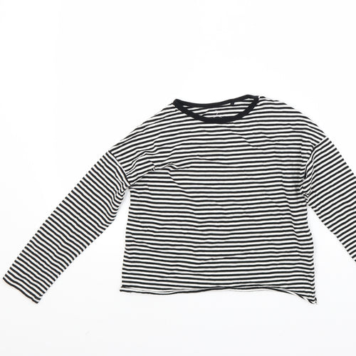 NEXT Girls White Striped  Pullover Sweatshirt Size 7-8 Years