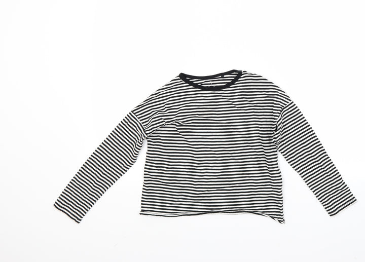 NEXT Girls White Striped  Pullover Sweatshirt Size 7-8 Years