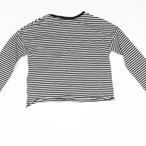 NEXT Girls White Striped  Pullover Sweatshirt Size 7-8 Years