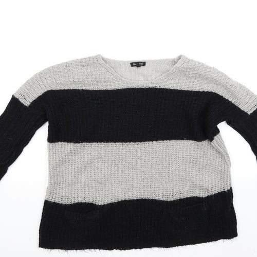 Brave Soul Womens Grey Striped  Pullover Jumper Size 10