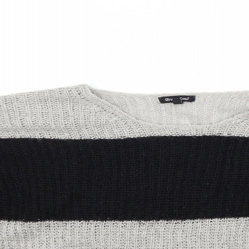 Brave Soul Womens Grey Striped  Pullover Jumper Size 10
