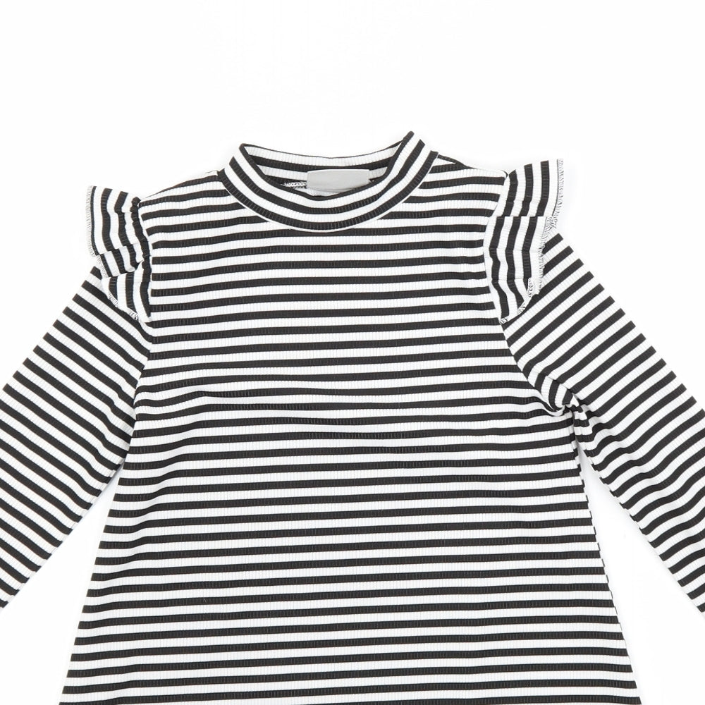 Matalan Girls White Striped  A-Line  Size 6 Years