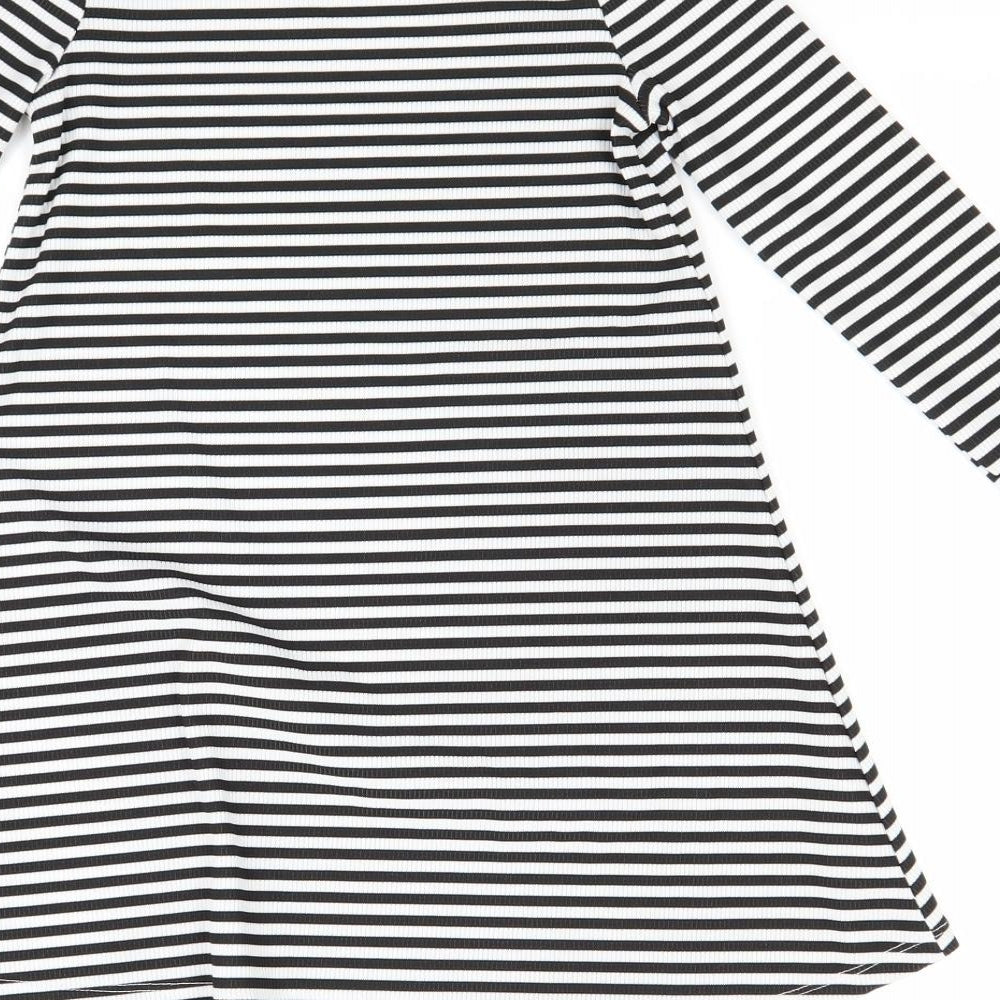 Matalan Girls White Striped  A-Line  Size 6 Years