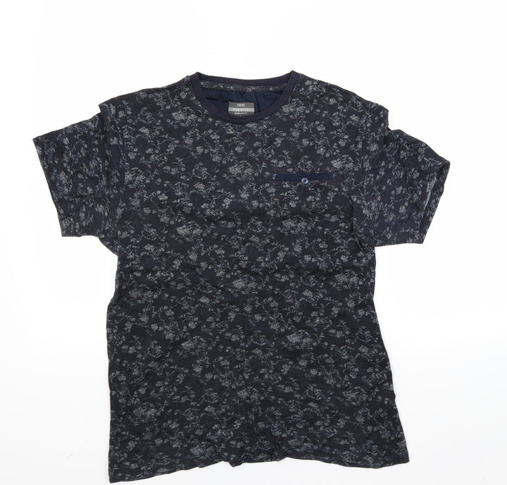 NEXT Womens Blue Floral  Basic T-Shirt Size S