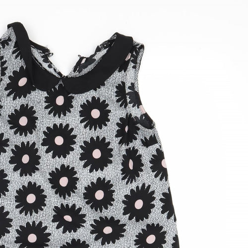 Preworn Womens Grey Floral  Basic Blouse Size S
