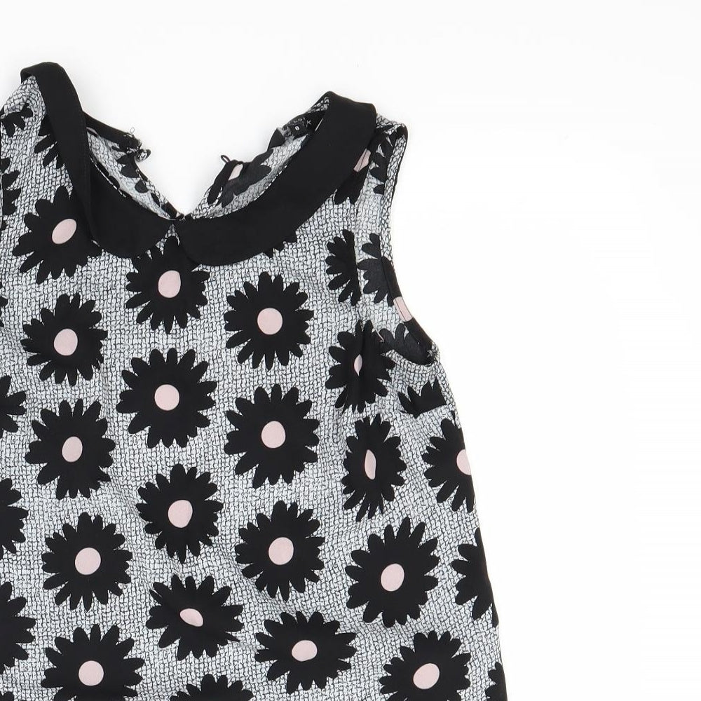 Preworn Womens Grey Floral  Basic Blouse Size S