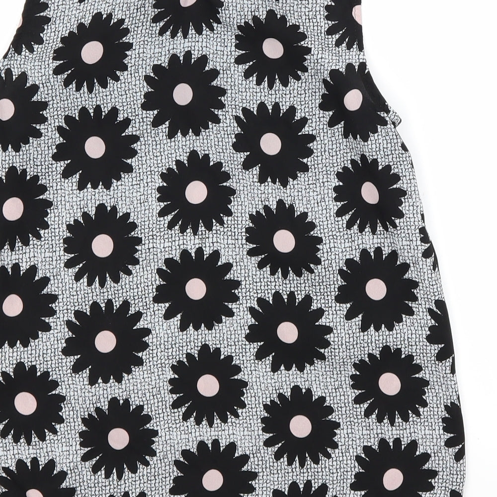 Preworn Womens Grey Floral  Basic Blouse Size S