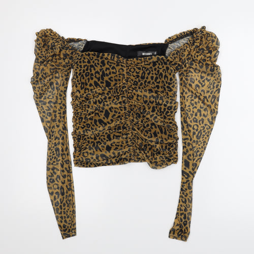 Misguided Womens Multicoloured Animal Print  Basic Blouse Size 6