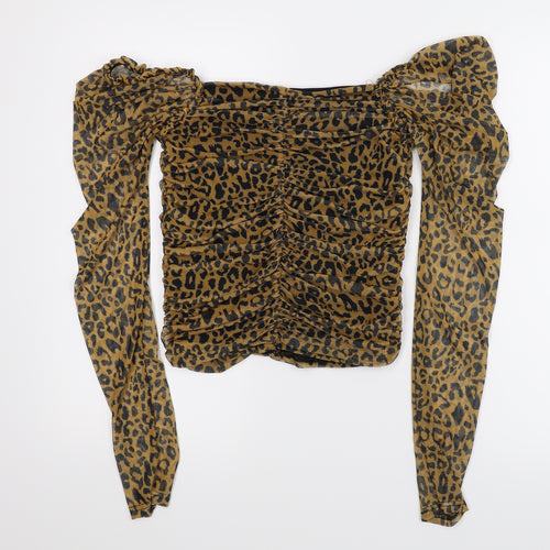Misguided Womens Multicoloured Animal Print  Basic Blouse Size 6