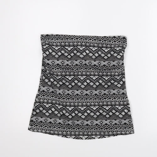Papaya Womens Grey Geometric  Cropped Blouse Size 12