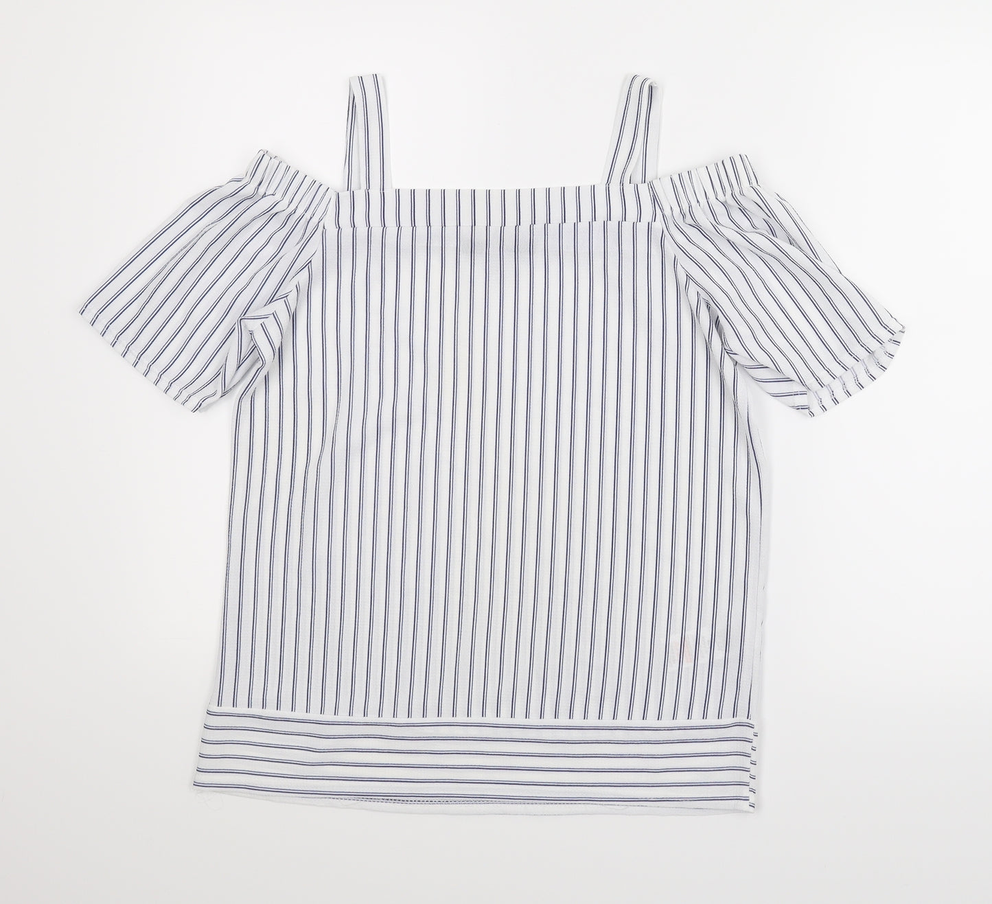 Quiz Womens White Striped  Basic Blouse Size 12
