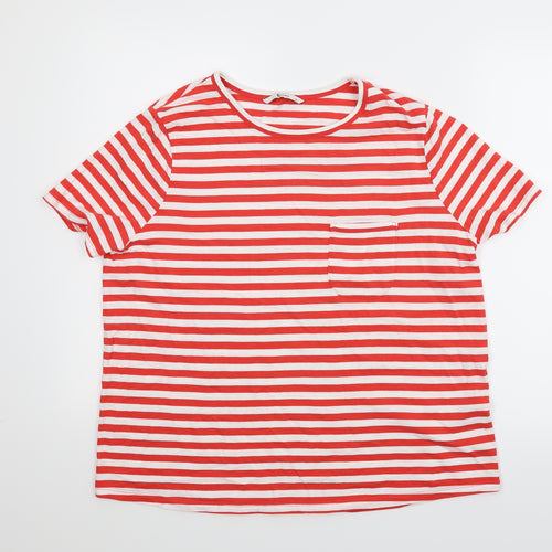 TU  Womens Red Striped  Basic T-Shirt Size 16