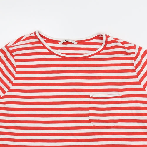 TU  Womens Red Striped  Basic T-Shirt Size 16